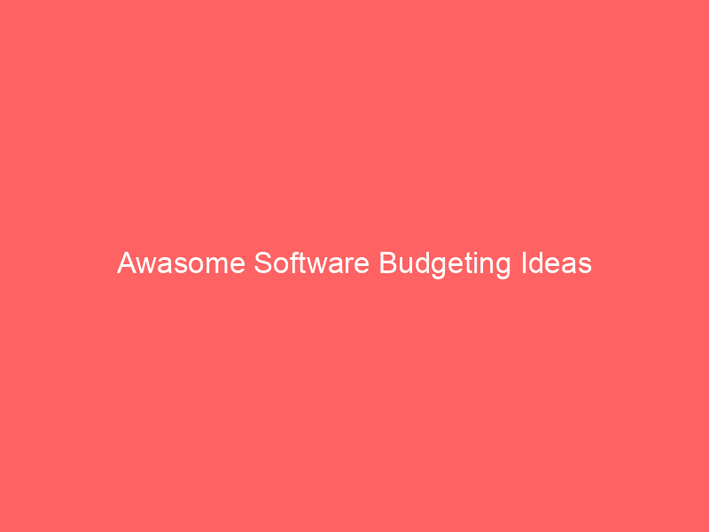 Awasome Software Budgeting Ideas