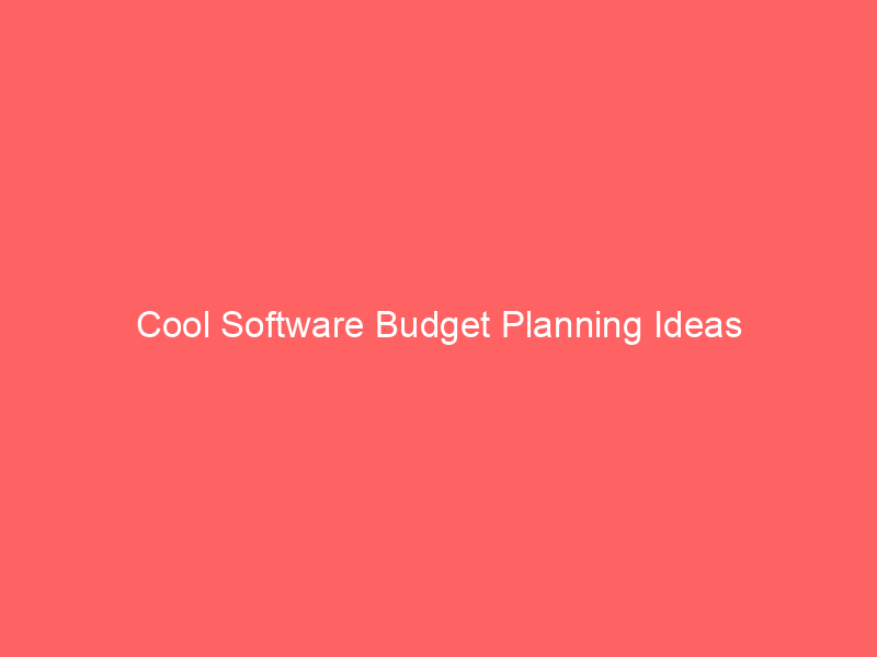 Cool Software Budget Planning Ideas