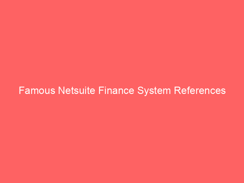 Famous Netsuite Finance System References