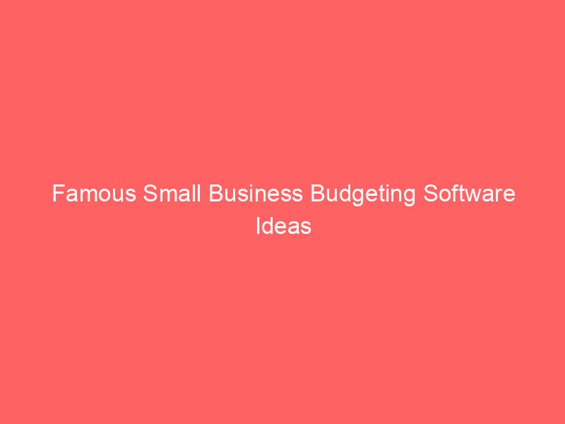 Famous Small Business Budgeting Software Ideas
