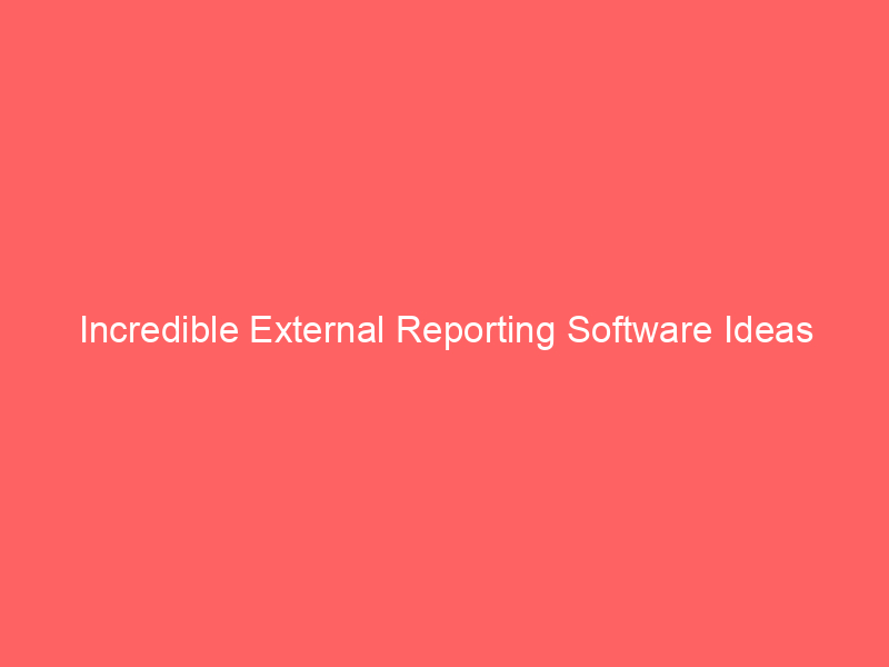 Incredible External Reporting Software Ideas