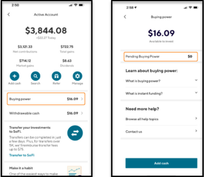 Sofi deposit active transfer forwarded populates